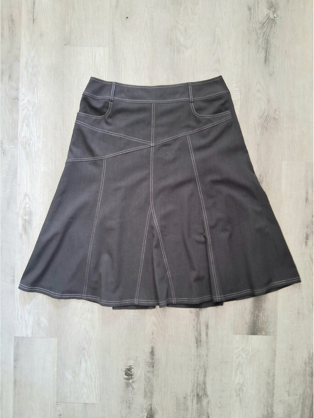 Conrad C Proportion Petite Size 16 Black Gray Contrast Stitch Skirt Suit Set - Picture 5 of 15